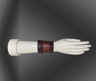 Bracelet: Burgundy bracelet reversible in python with pocket